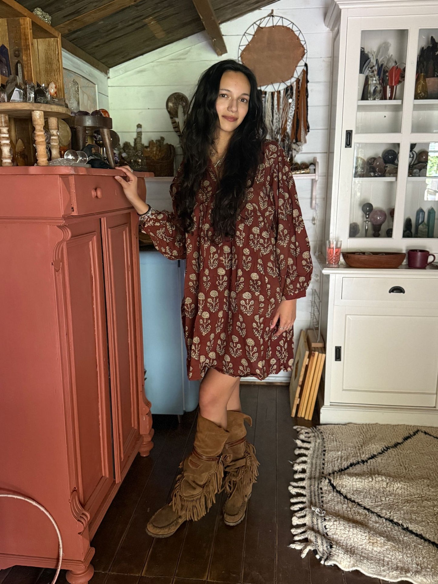Blockprints jurk brown