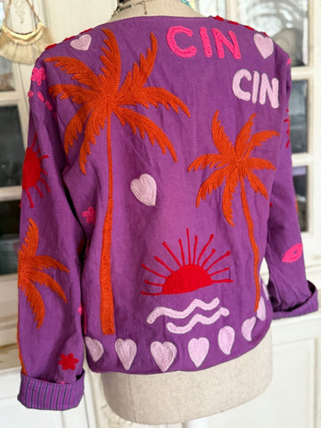 Cotton lembroidery jacket CINCIN purple