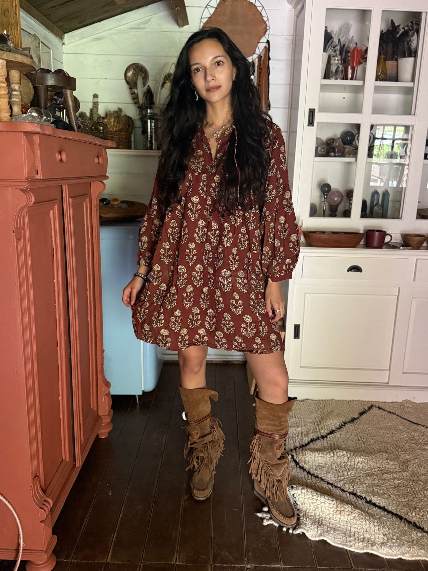 Blockprints jurk brown