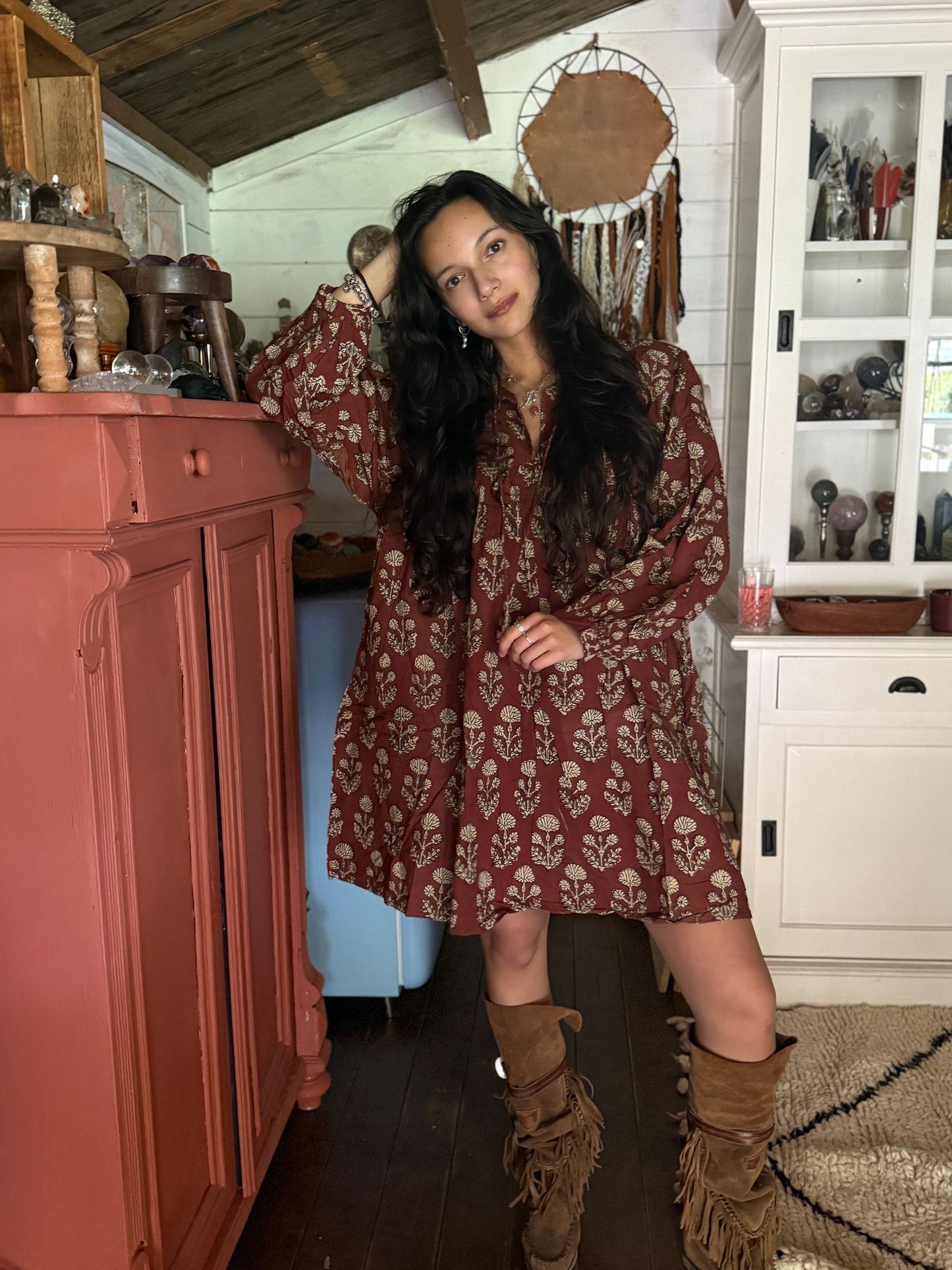 Blockprints jurk brown