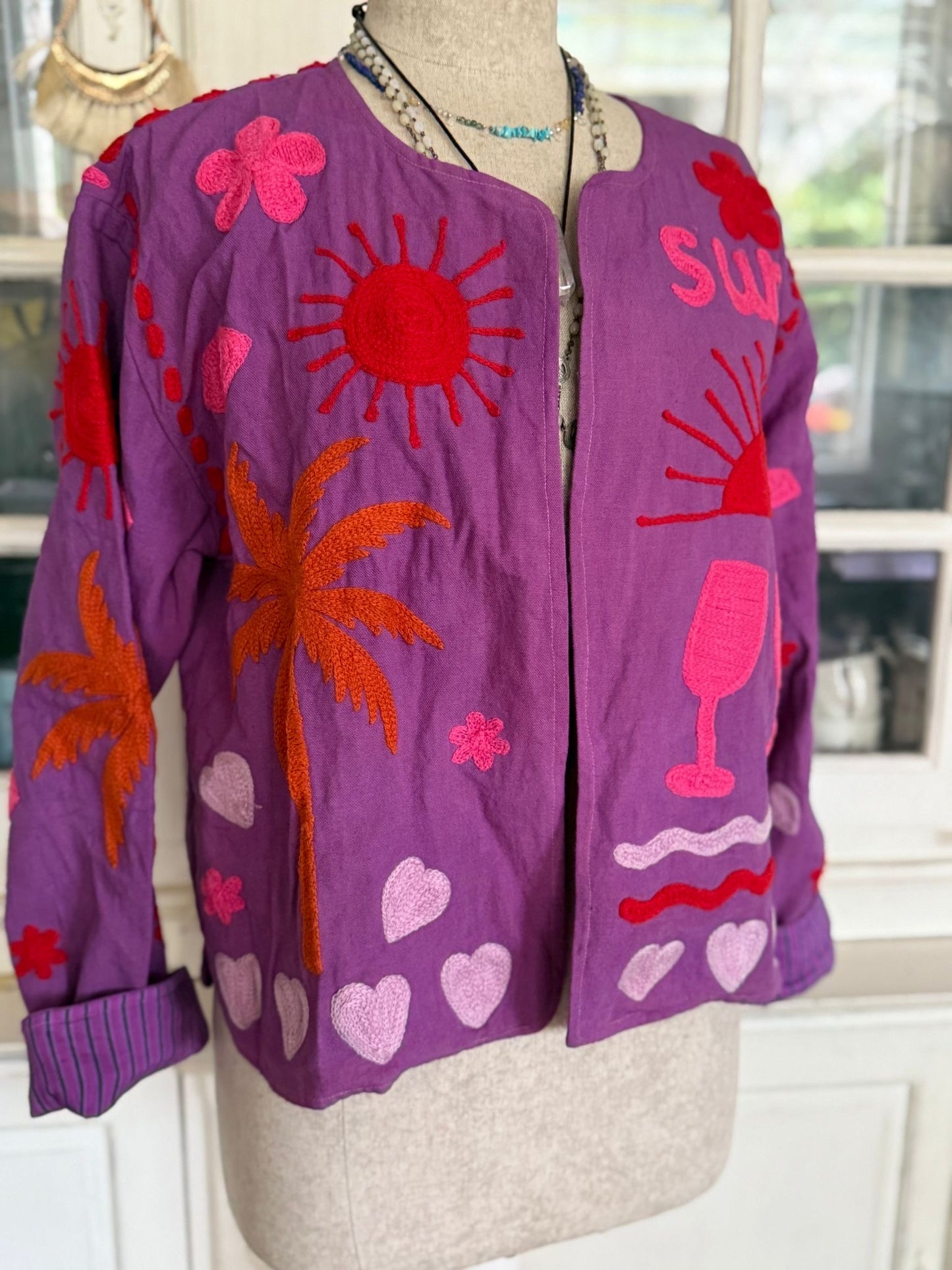 Cotton lembroidery jacket CINCIN purple