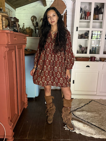 Blockprints jurk brown