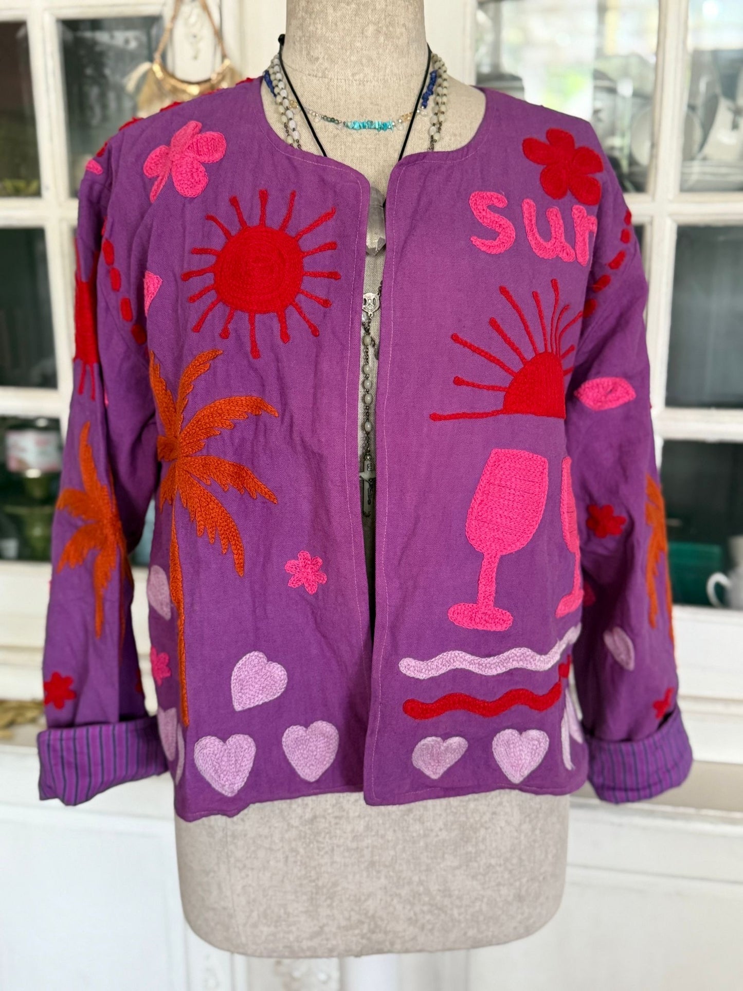 Cotton lembroidery jacket CINCIN purple