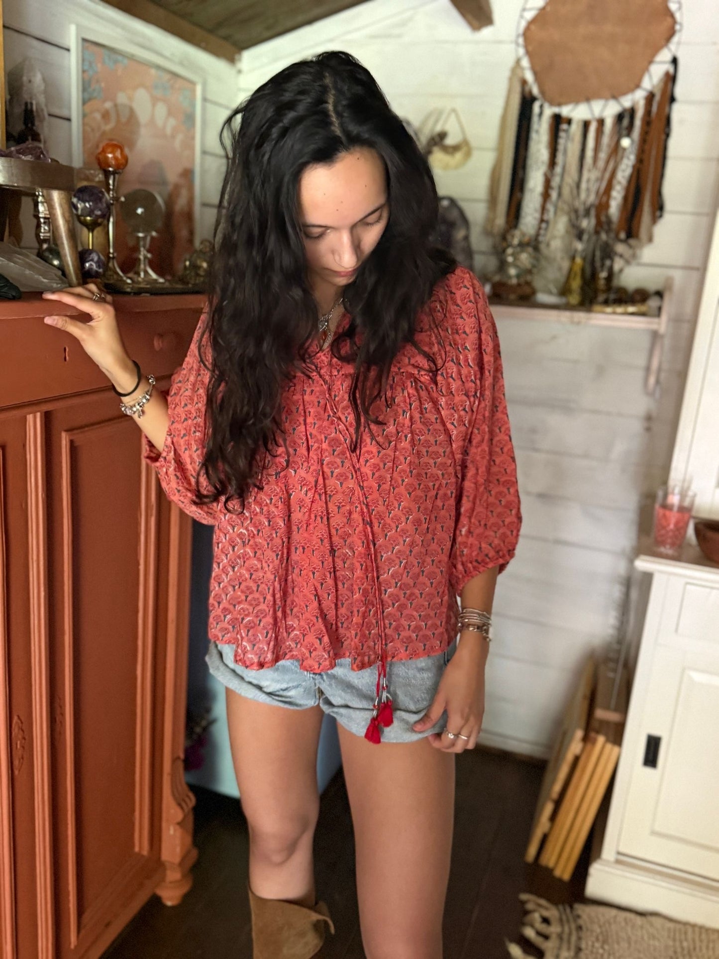 Blokprint blouse orange