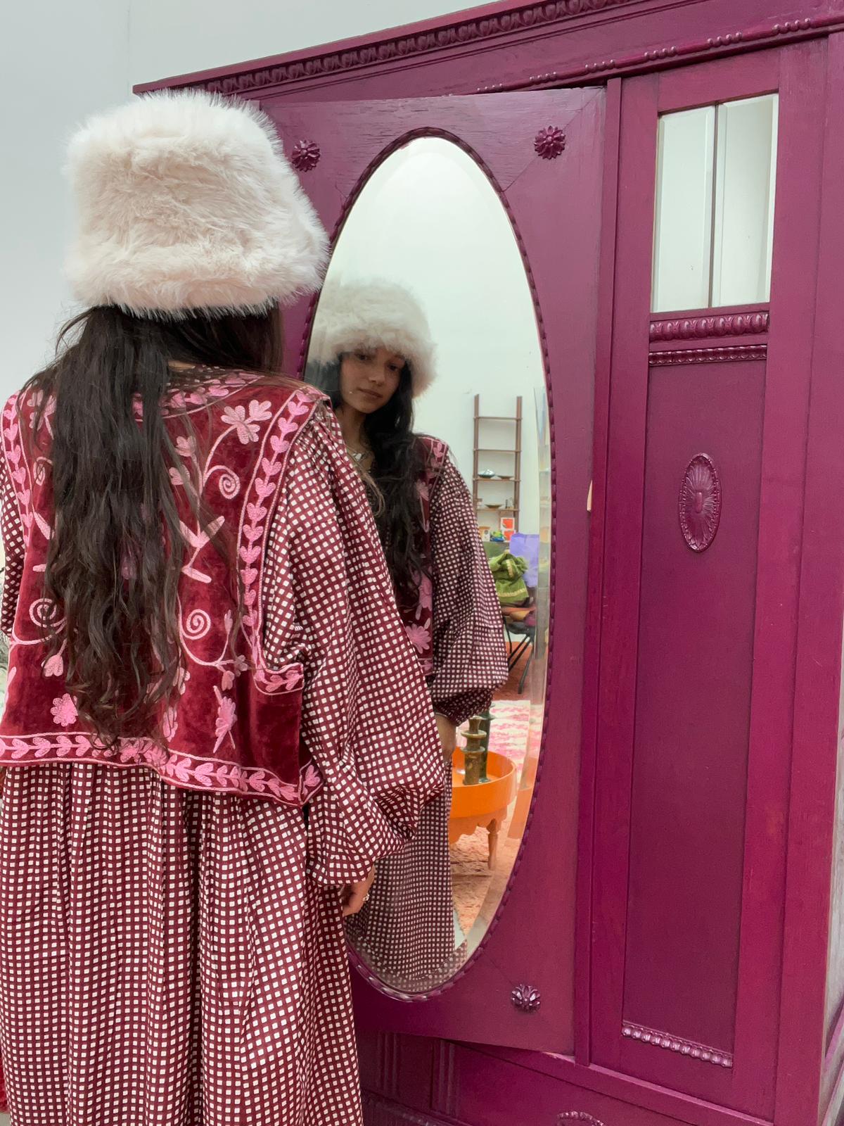 Blockprints jurk bordeaux maxi