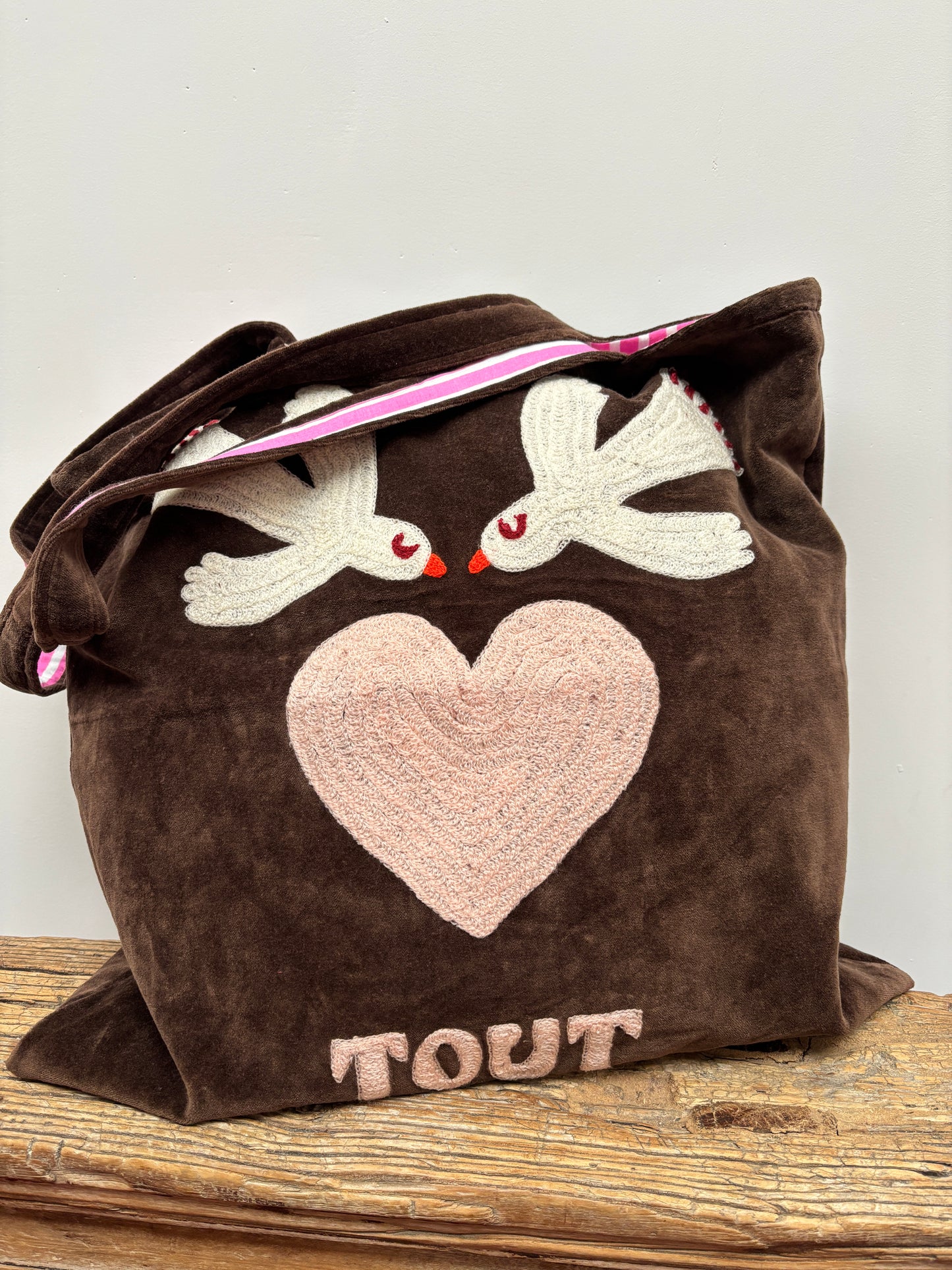 Velvet embroidery "BIRD TOUT" tas