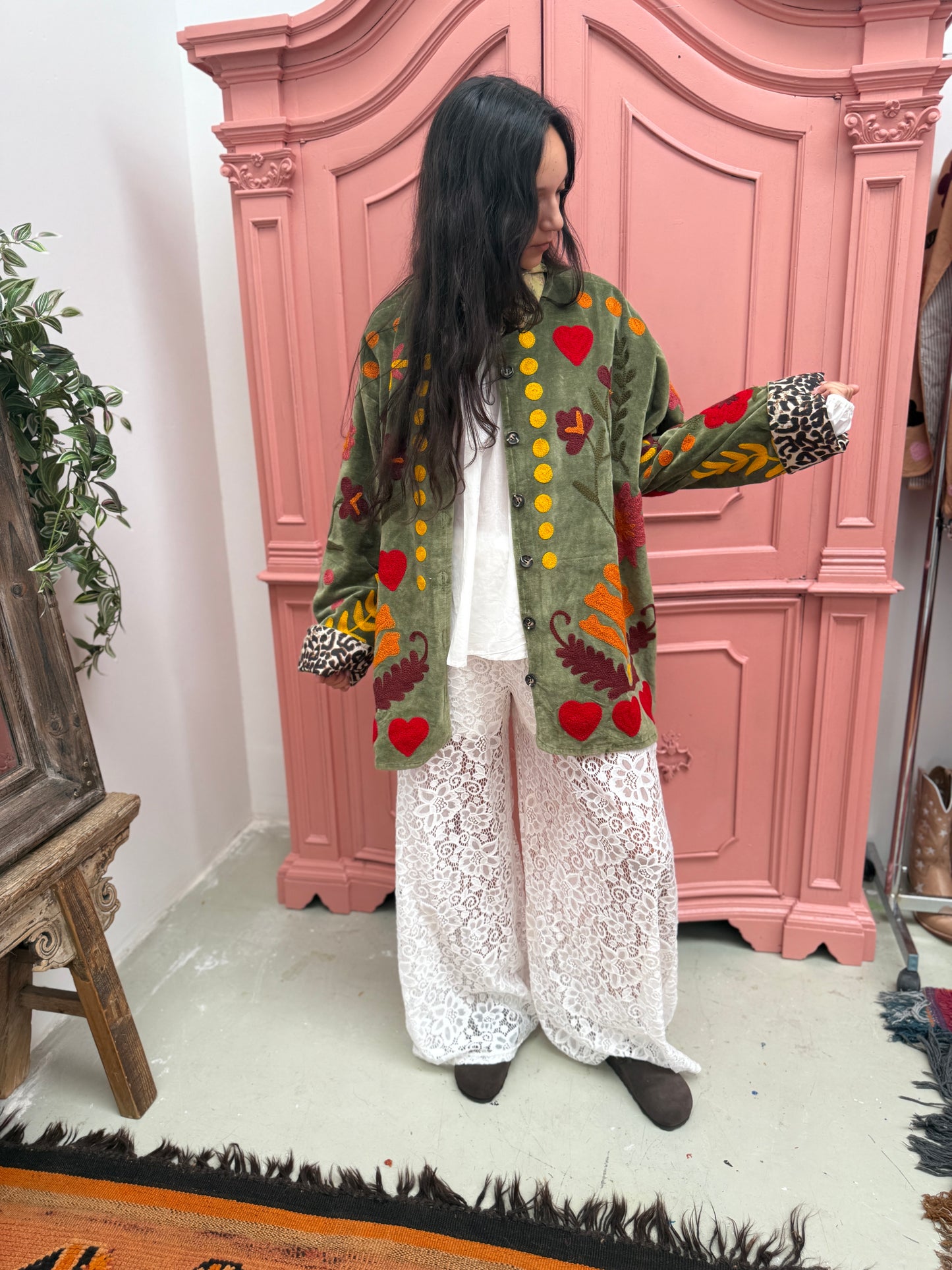 Velvet embroidery jacket LOVE jasje
