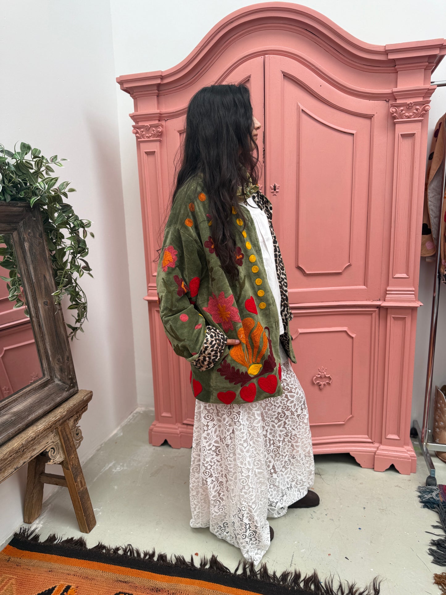 Velvet embroidery jacket LOVE jasje