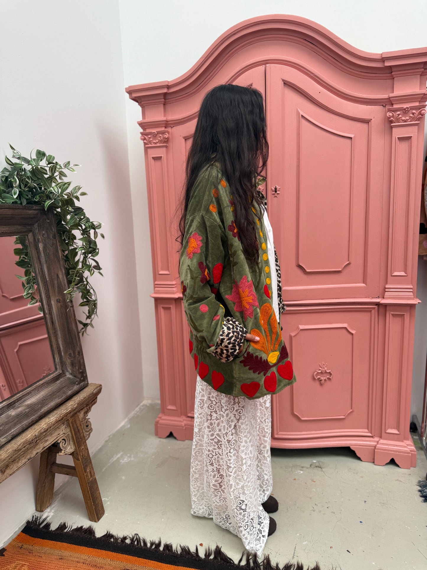 Velvet embroidery jacket LOVE jasje