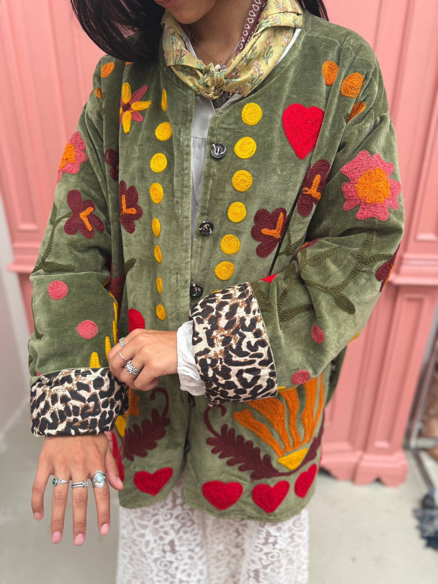 Velvet embroidery jacket LOVE jasje
