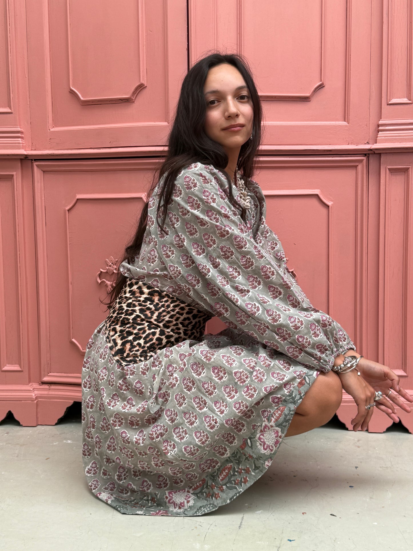 Blockprints jurk midi green