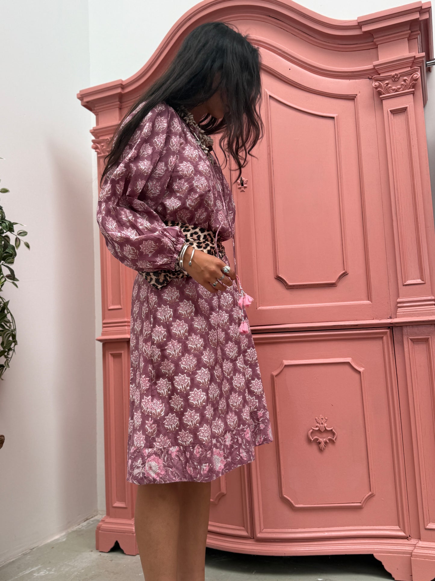 Blockprints jurk midi Mauve