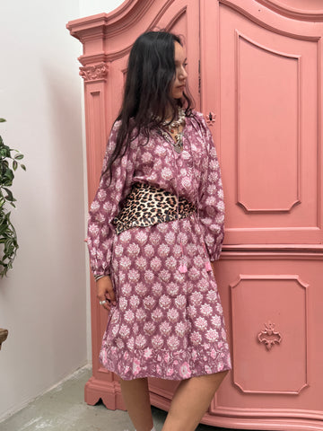Blockprints jurk midi Mauve
