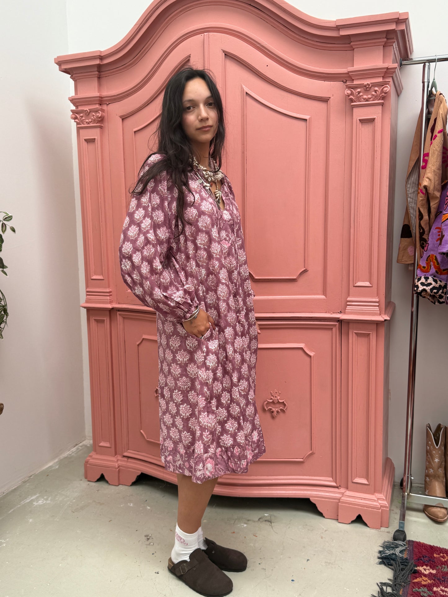 Blockprints jurk midi Mauve