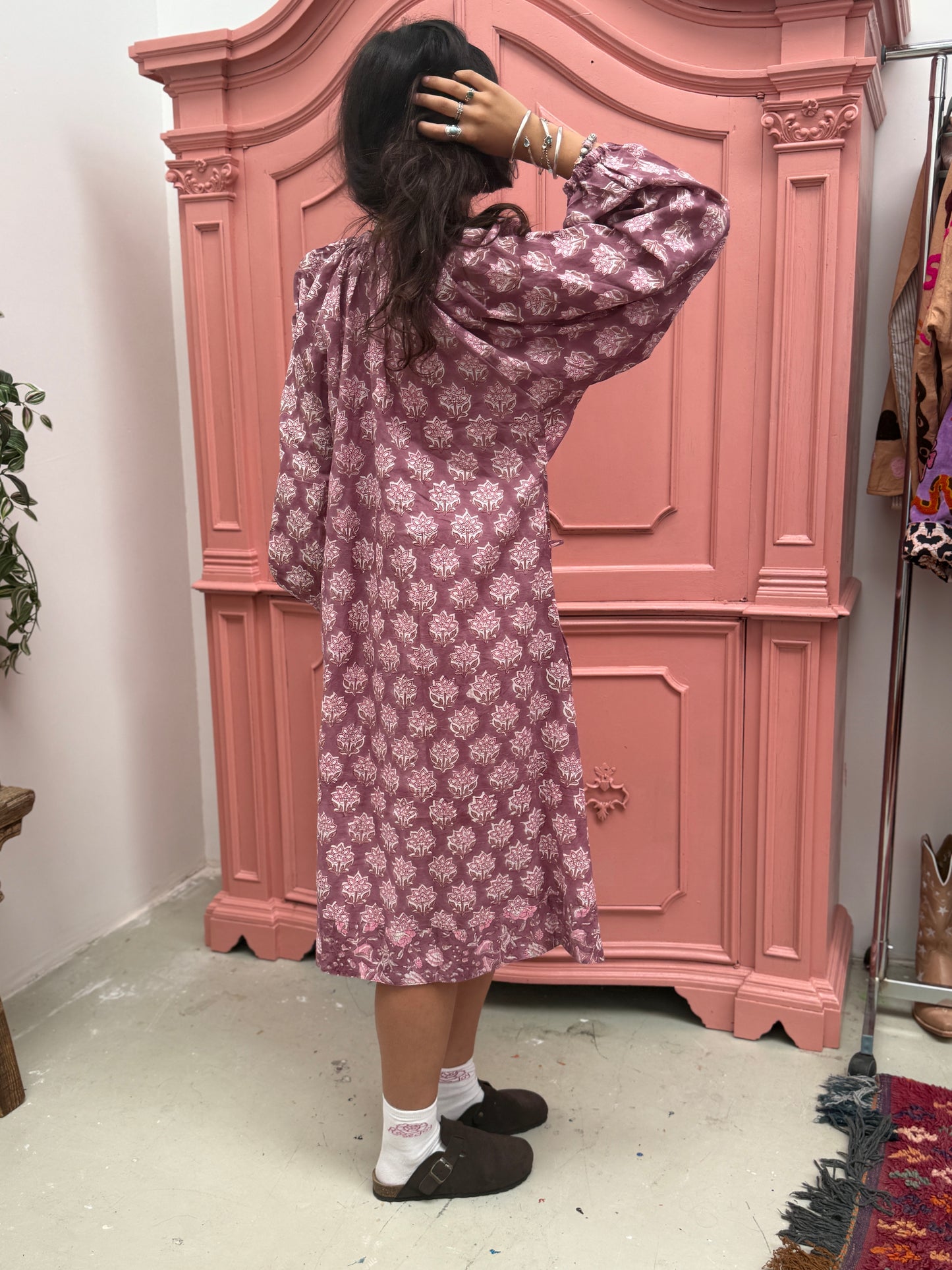 Blockprints jurk midi Mauve