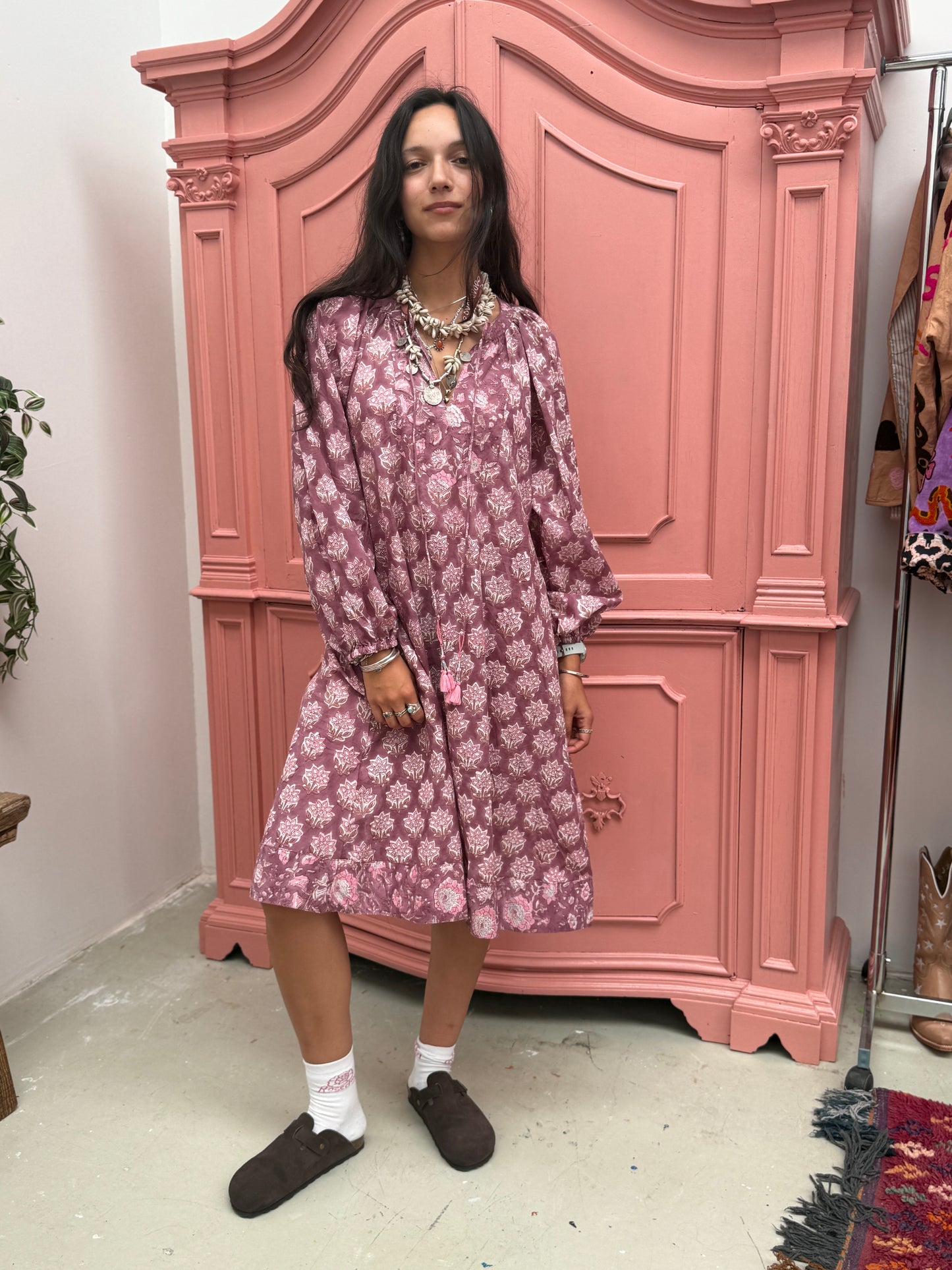 Blockprints jurk midi Mauve