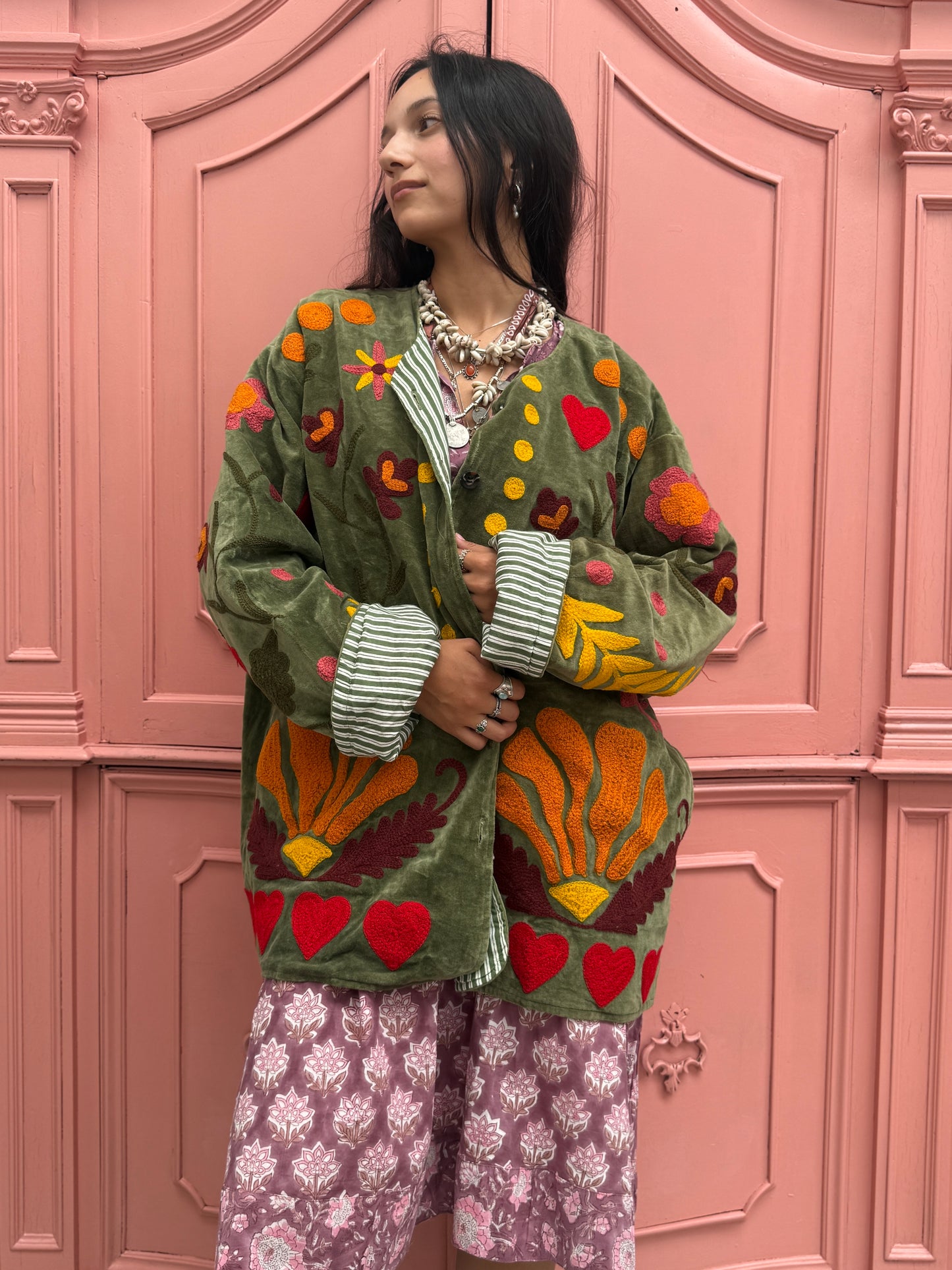Velvet embroidery jacket LOVE jasje