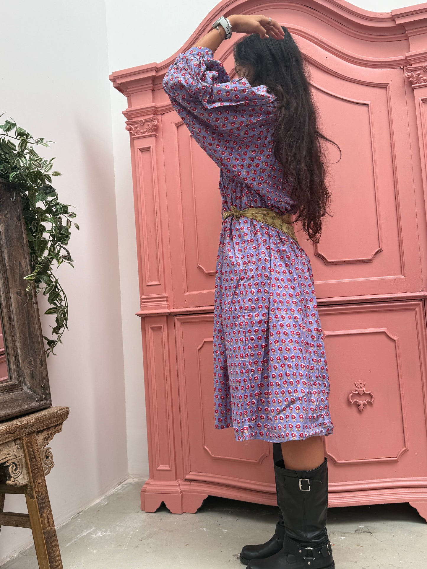 Blockprints jurk purple maxi