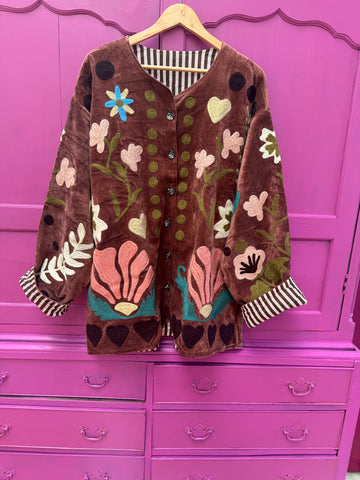 Velvet embroidery jacket LOVE jasje mauve