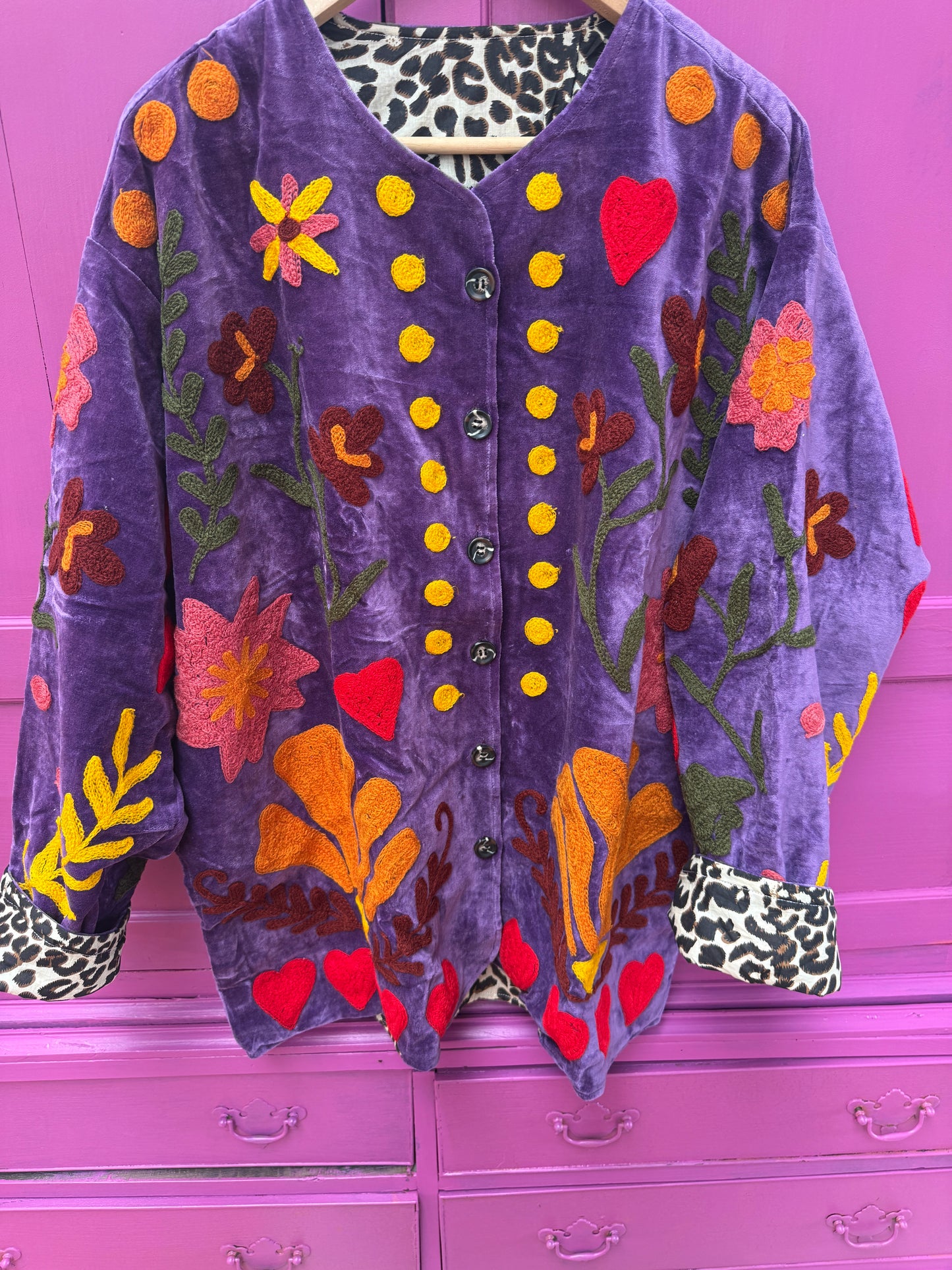 Velvet embroidery jacket LOVE jasje purple