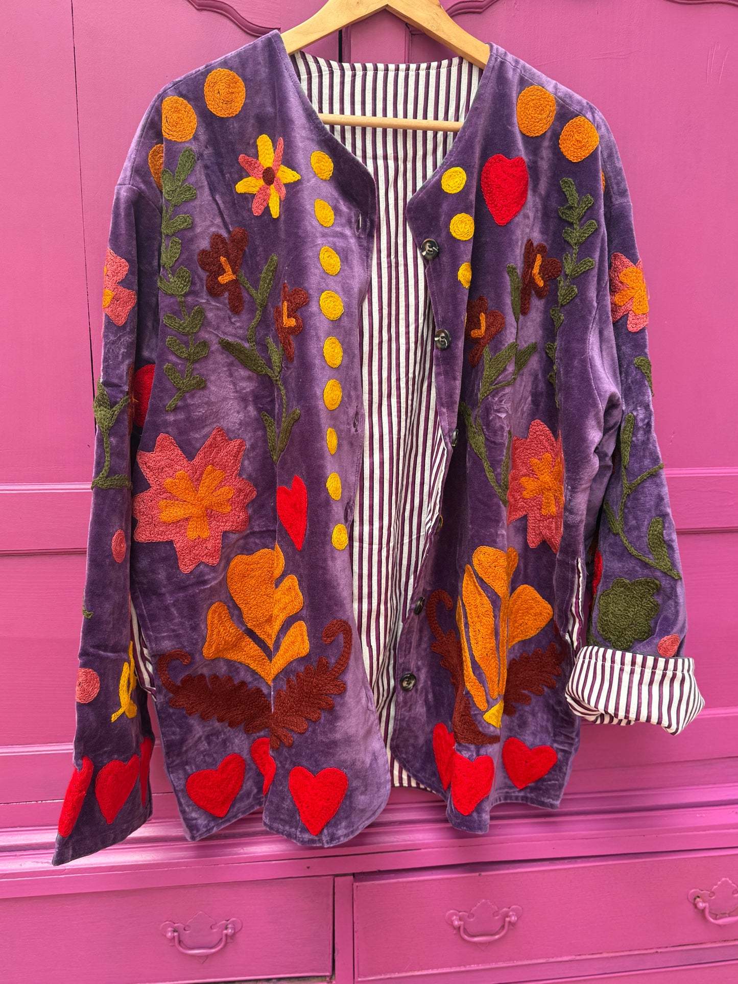 Velvet embroidery jacket LOVE jasje purple