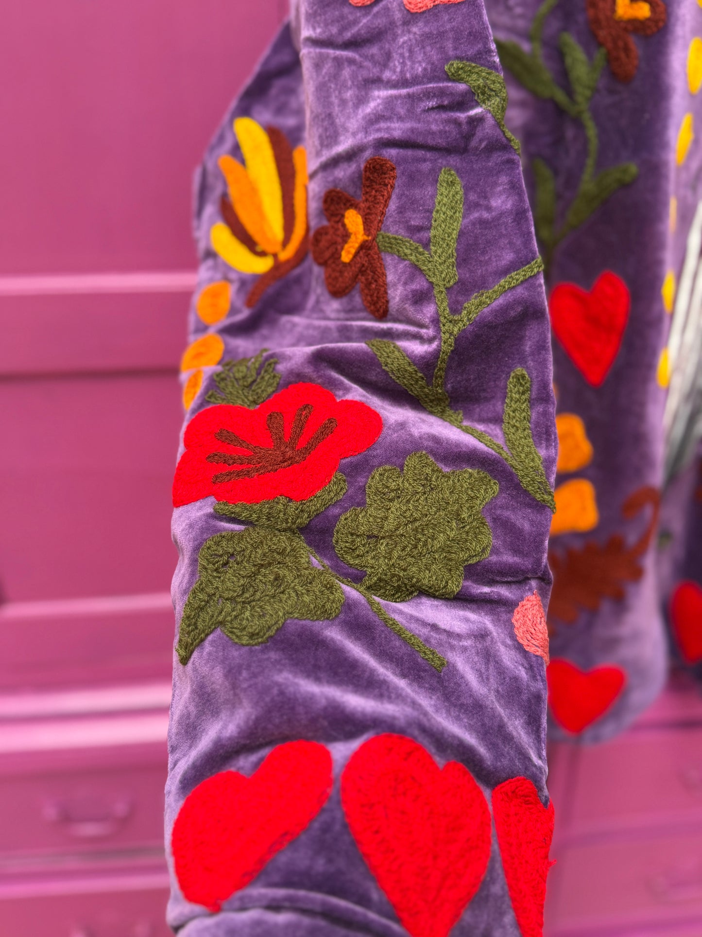 Velvet embroidery jacket LOVE jasje purple