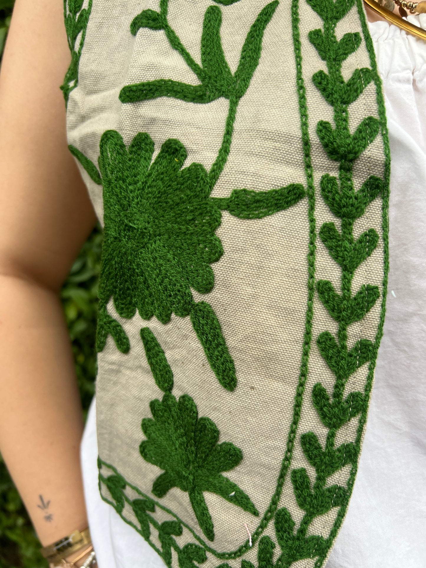 Gilet cotton beige green