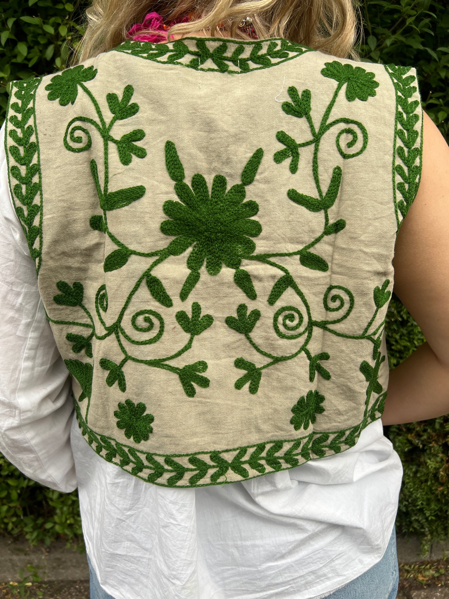 Gilet cotton beige green