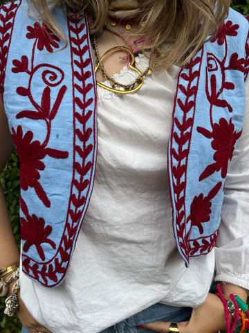 Gilet cotton blue red