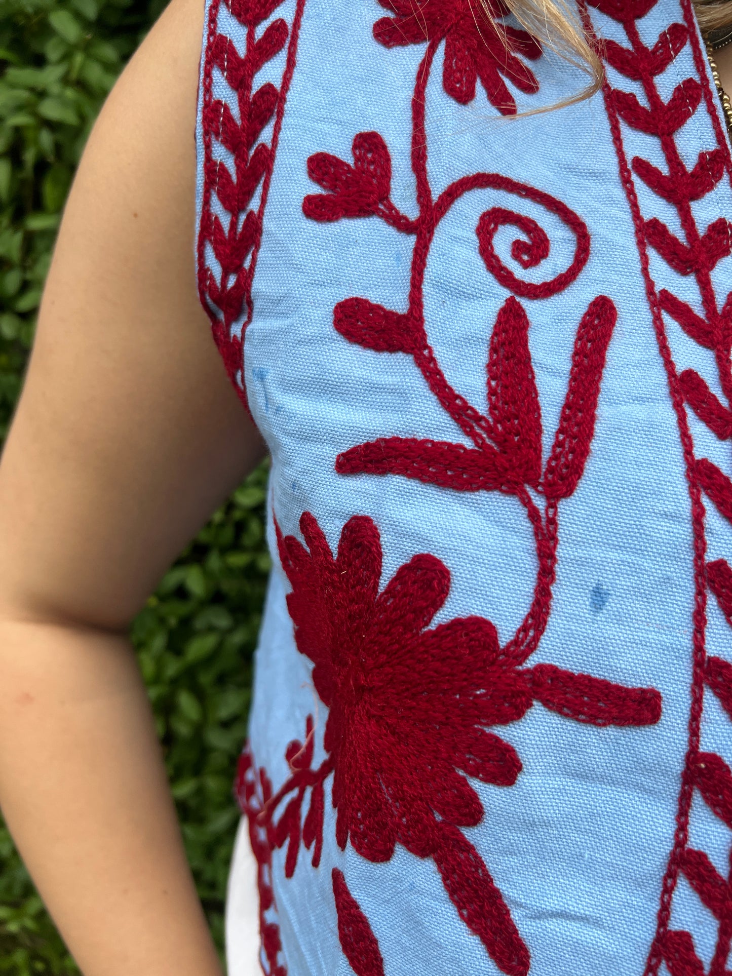 Gilet cotton blue red