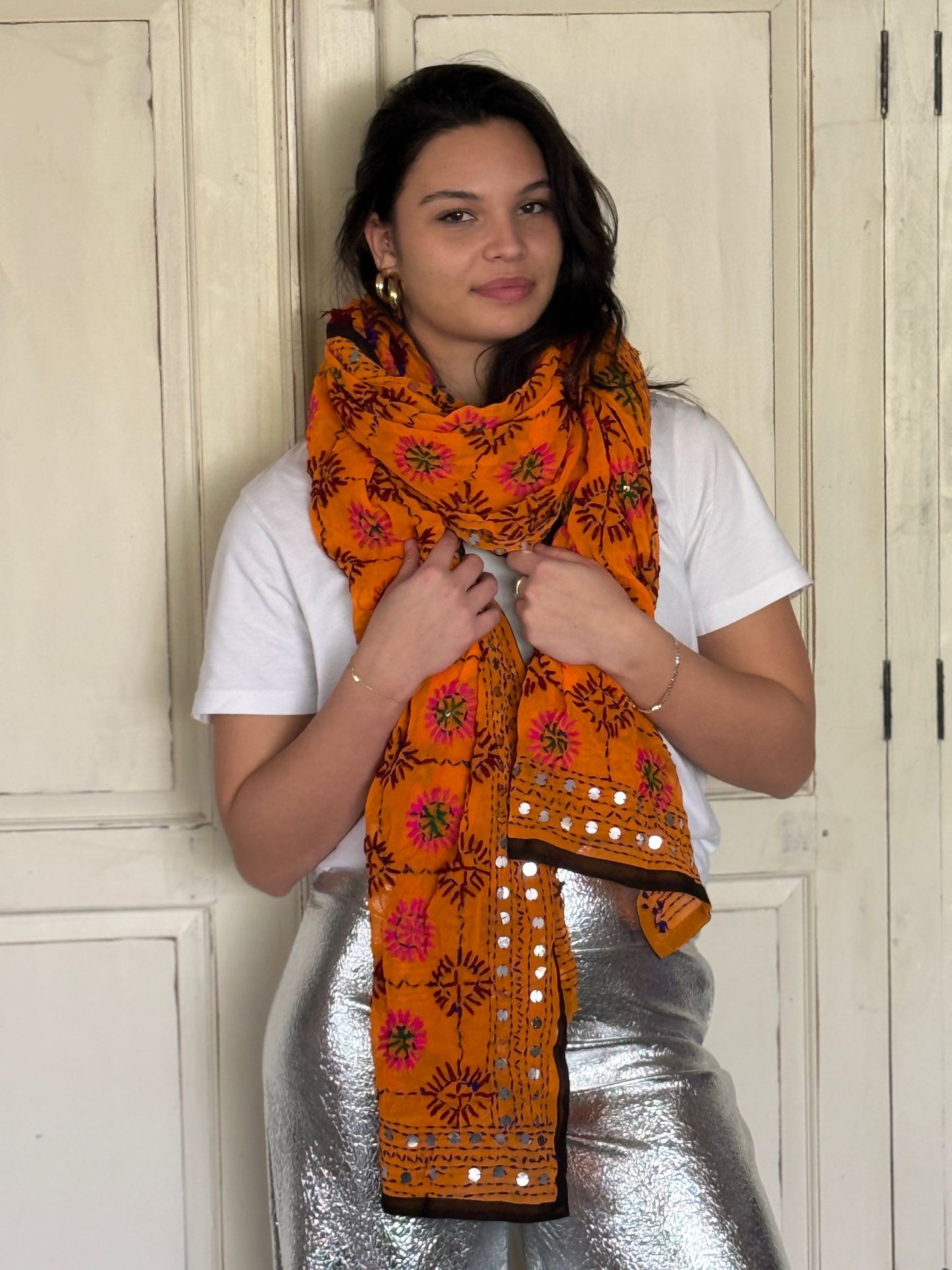 Phulkari sjaal Oranje