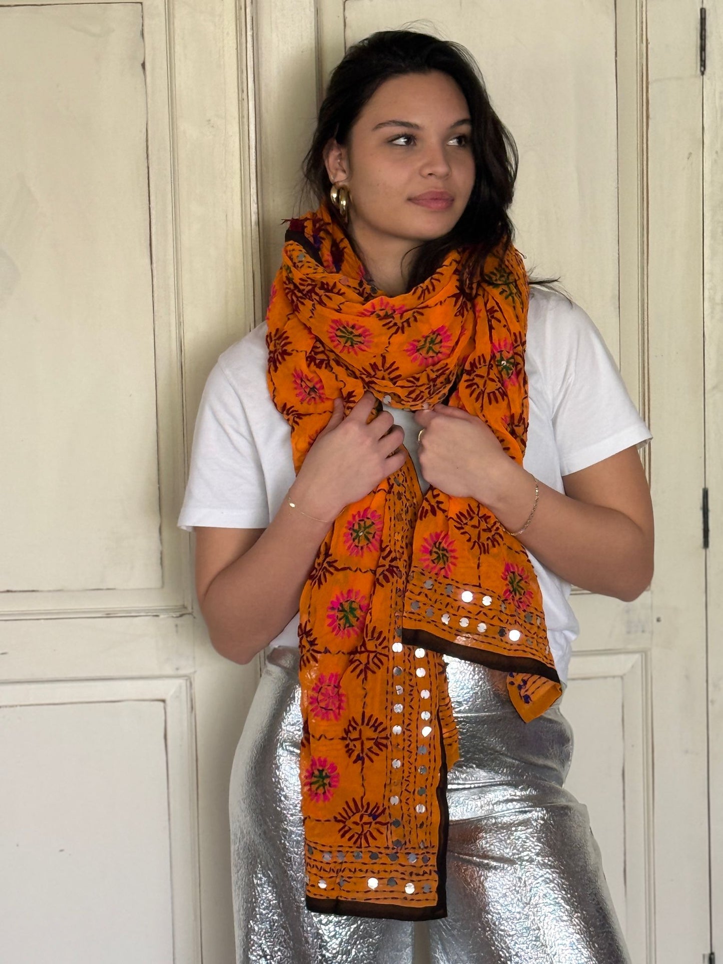 Phulkari sjaal Oranje