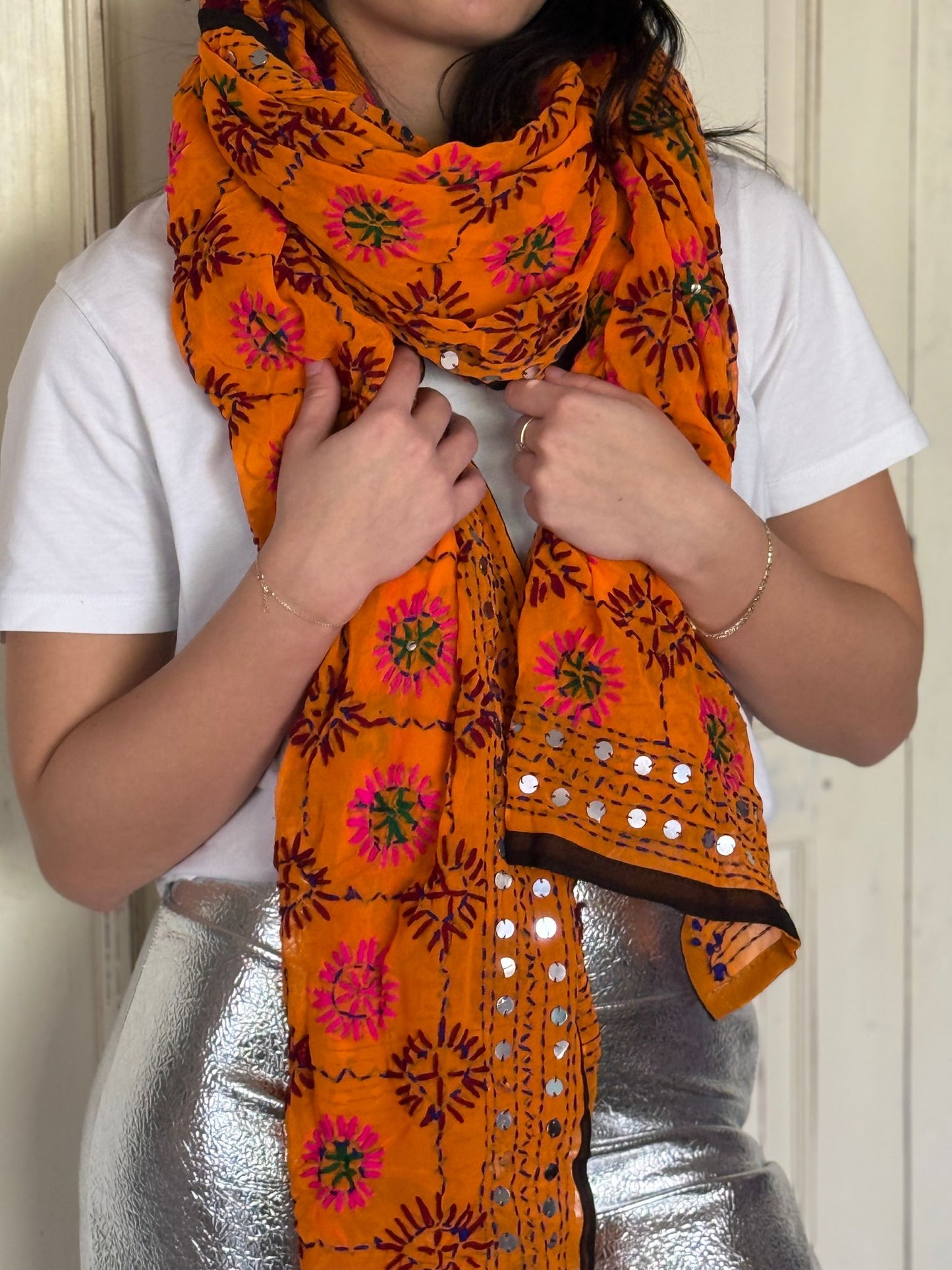 Phulkari sjaal Oranje