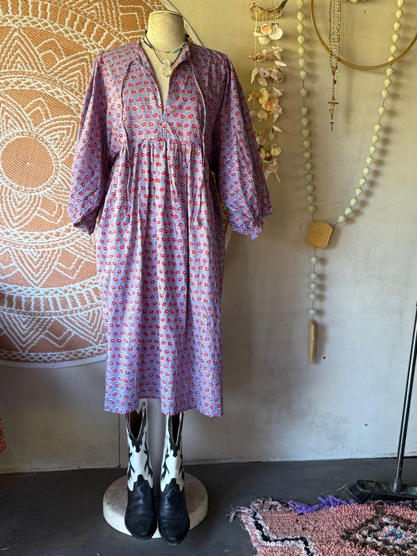Blockprints jurk purple maxi