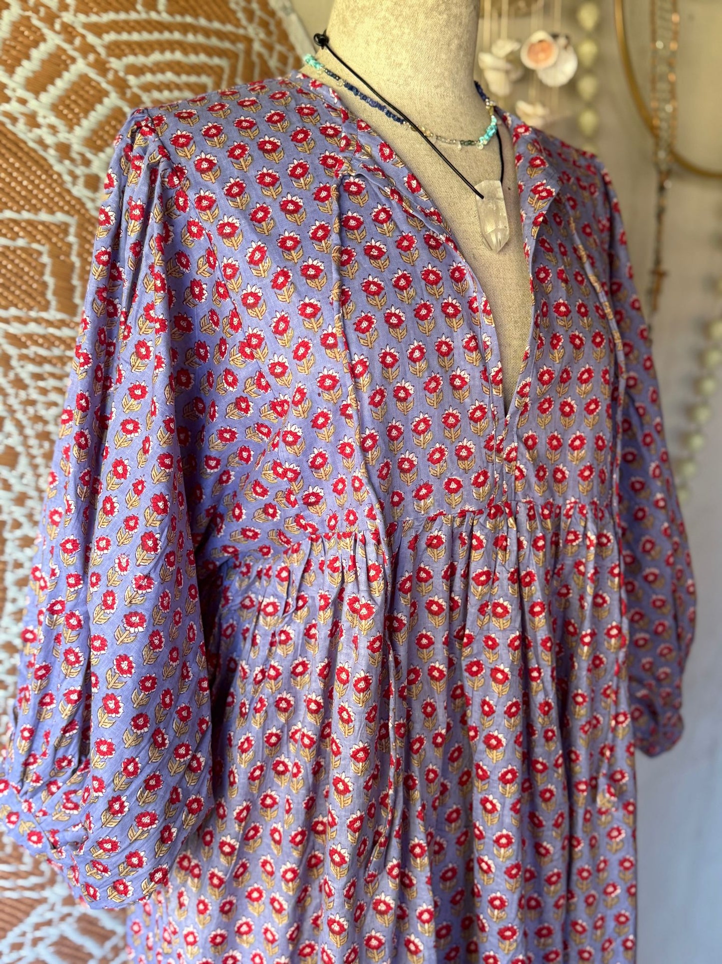 Blockprints jurk purple maxi