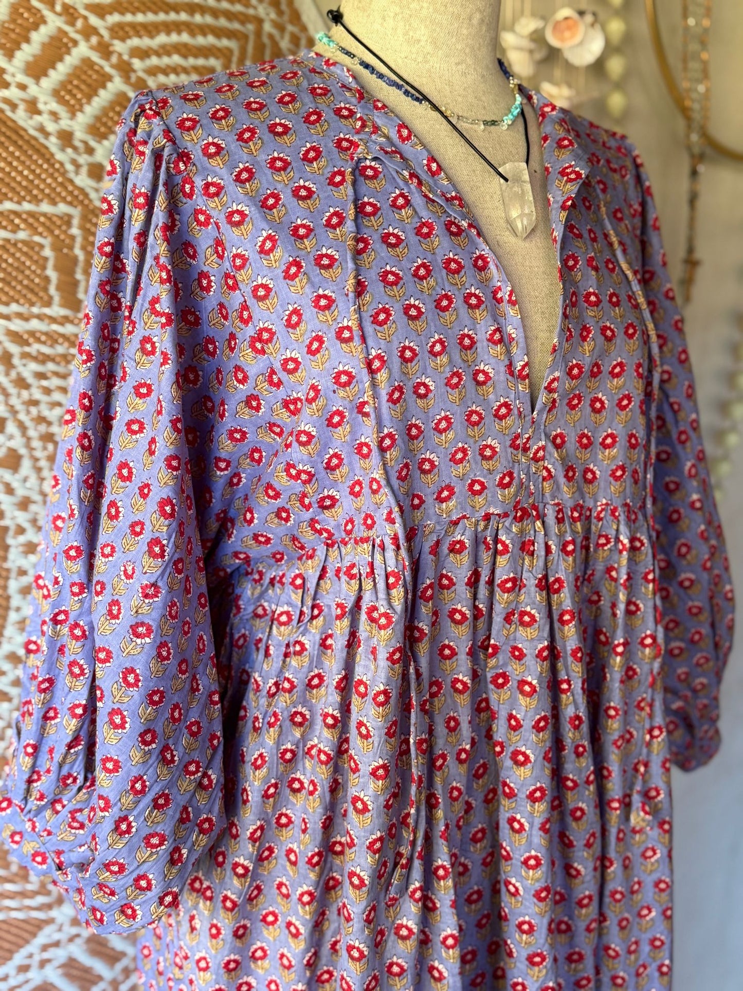 Blockprints jurk purple maxi
