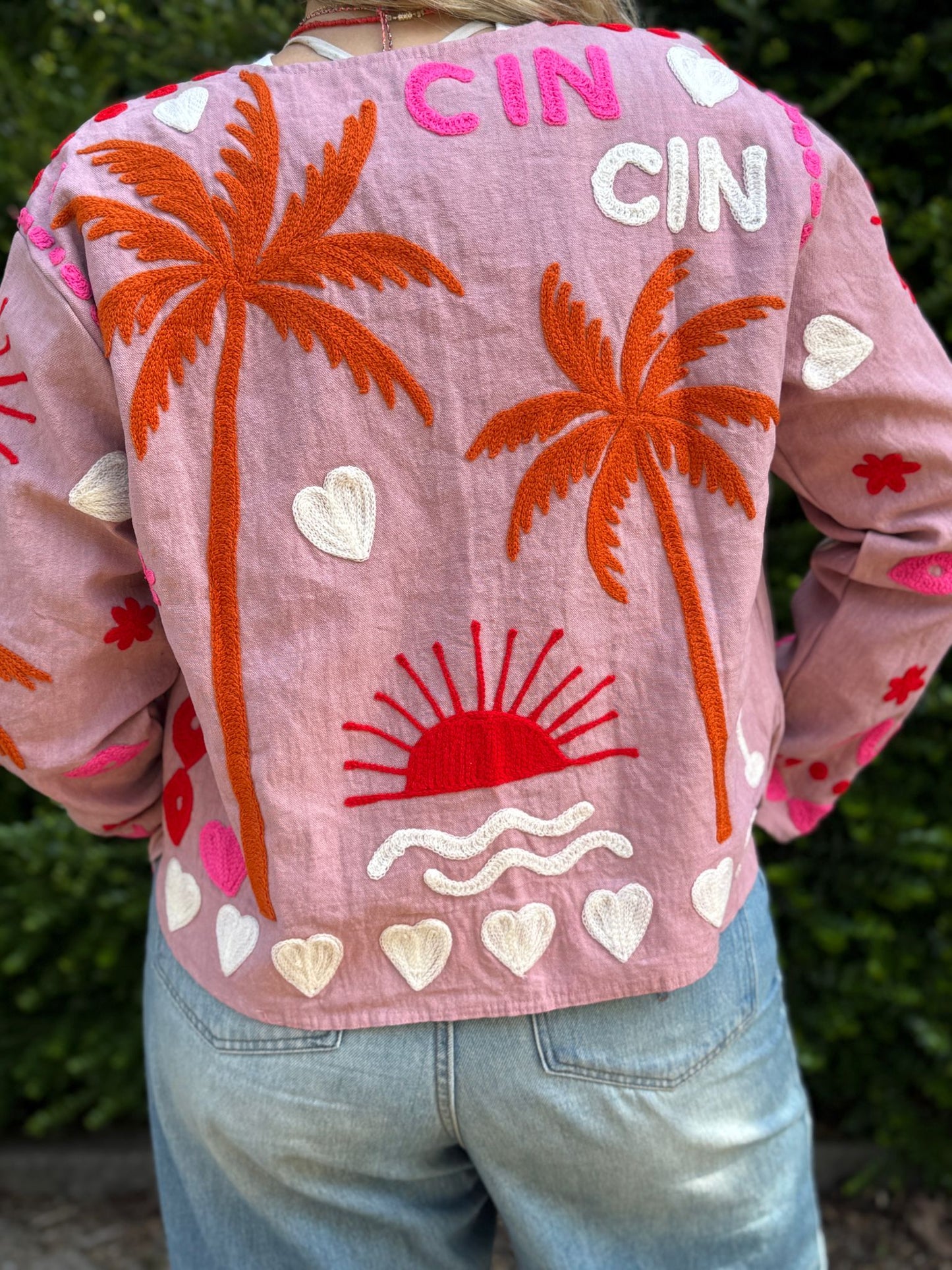 Cotton embroidery jacket CINCIN roze