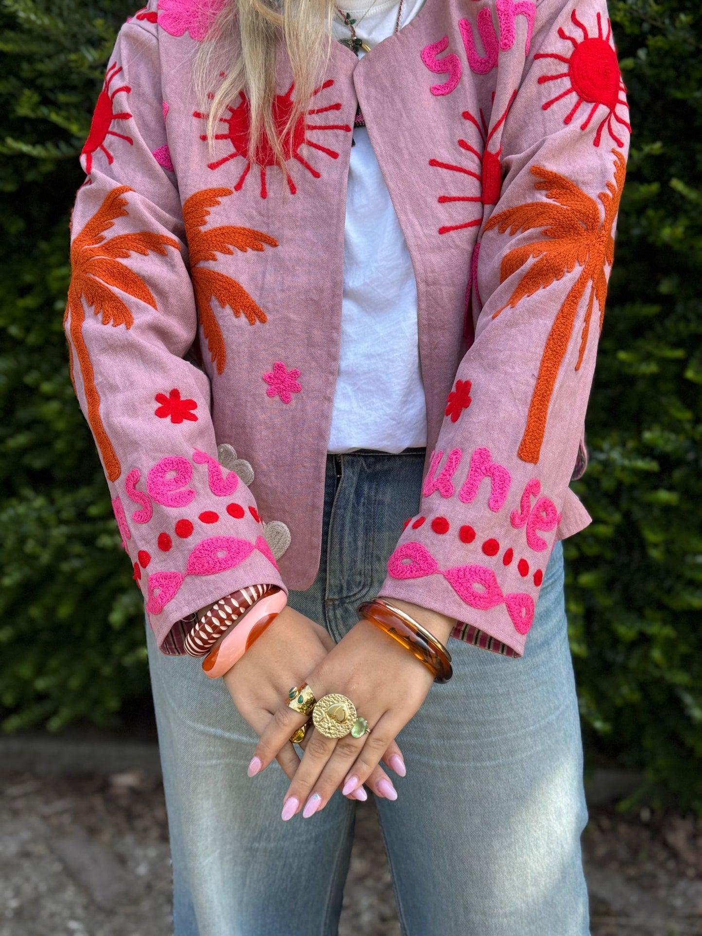 Cotton embroidery jacket CINCIN roze