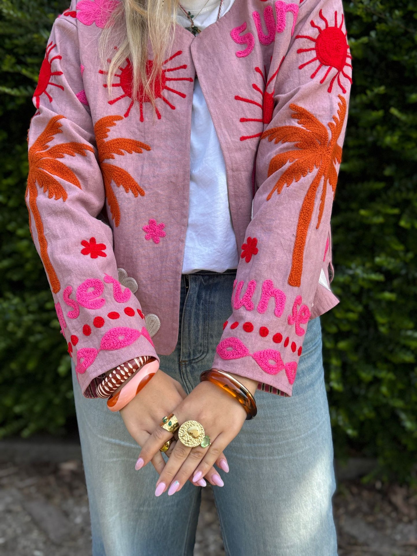 Cotton embroidery jacket CINCIN roze