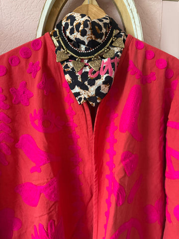 Cotton embroidery jacket DREAM pink red panter NW