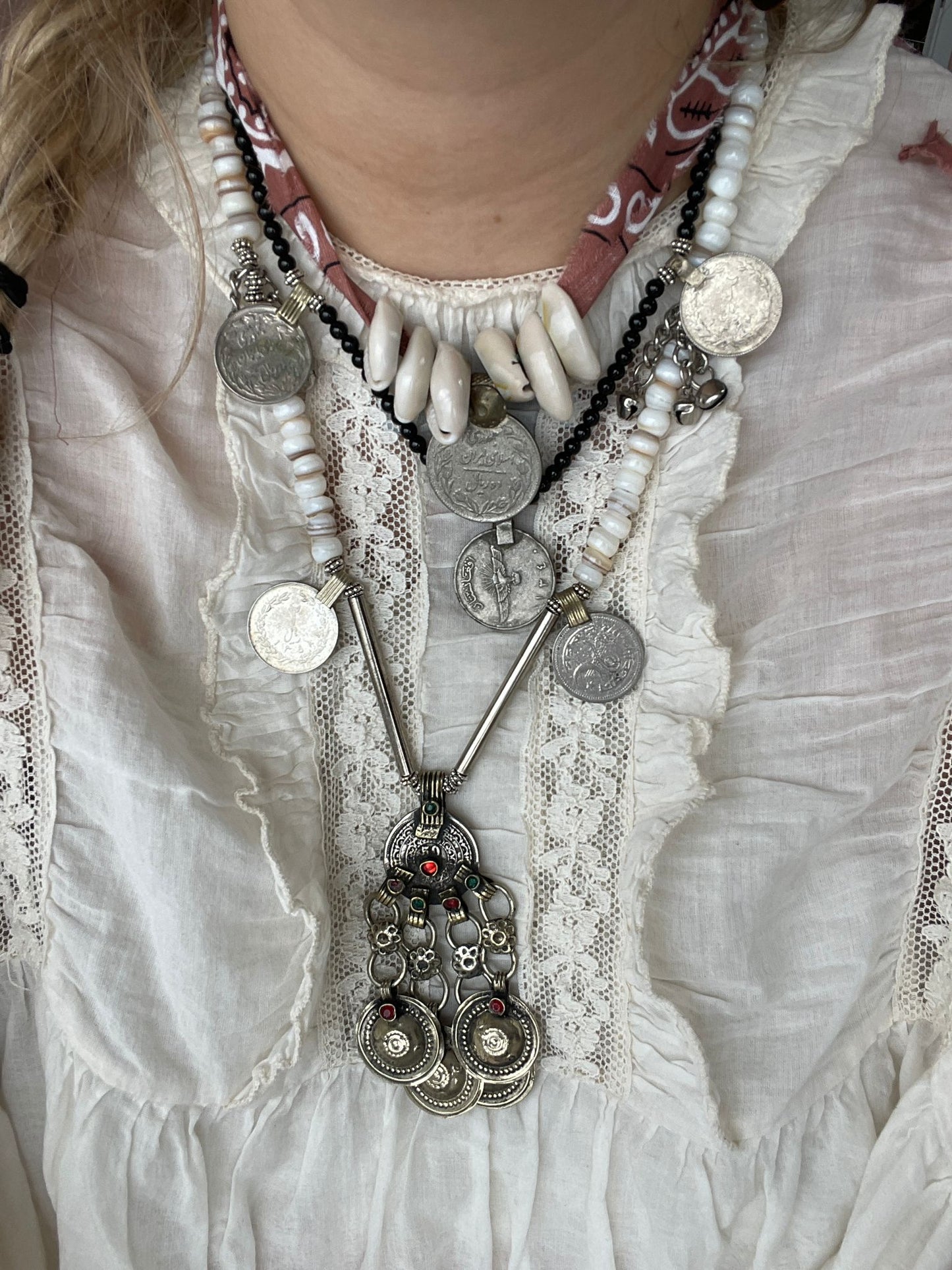 Munten ketting met vintage Hanger Debbie