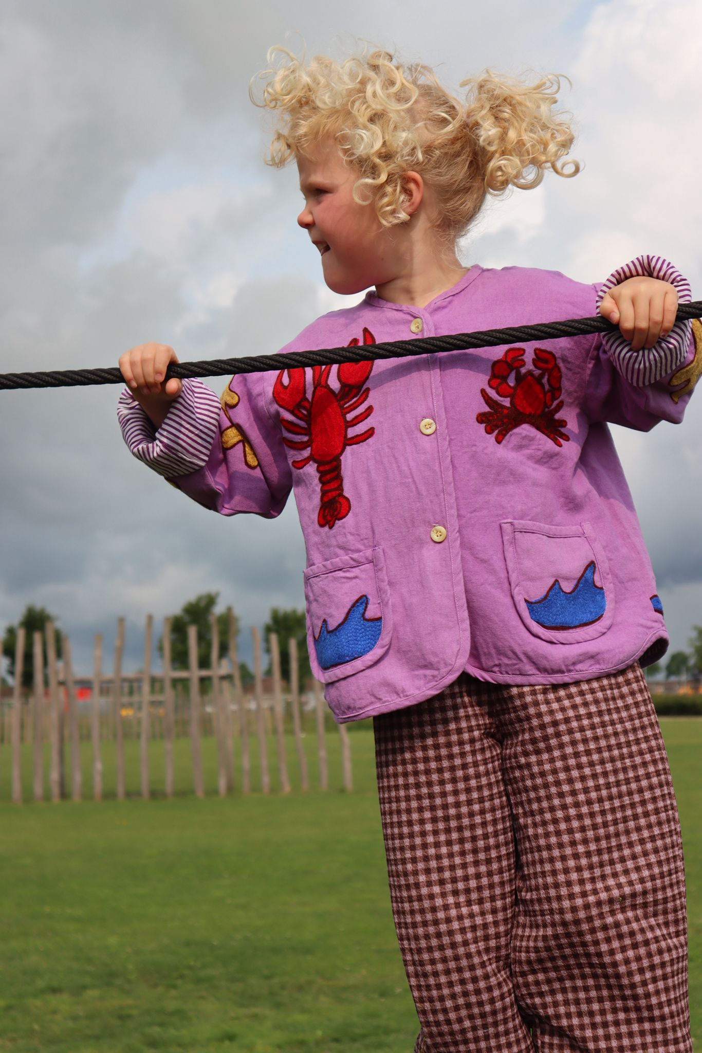 Cotton embroidery jacket crab KIDS