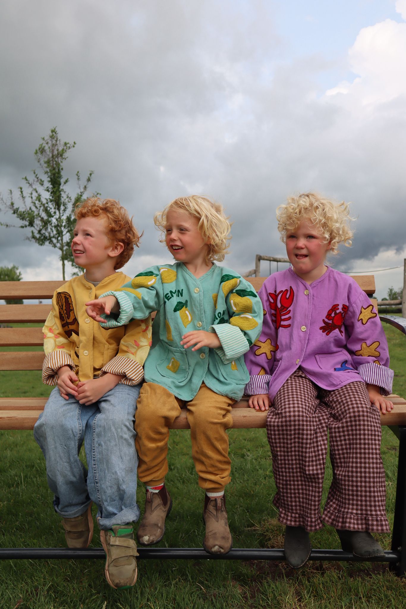 Cotton embroidery jacket crab KIDS