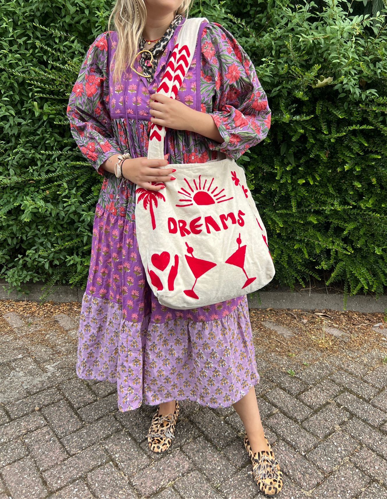 Blockprints jurk purple special