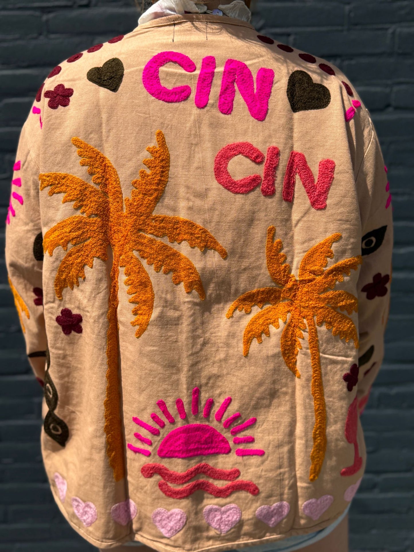 Cotton embroidery jacket CINCIN geel bruin