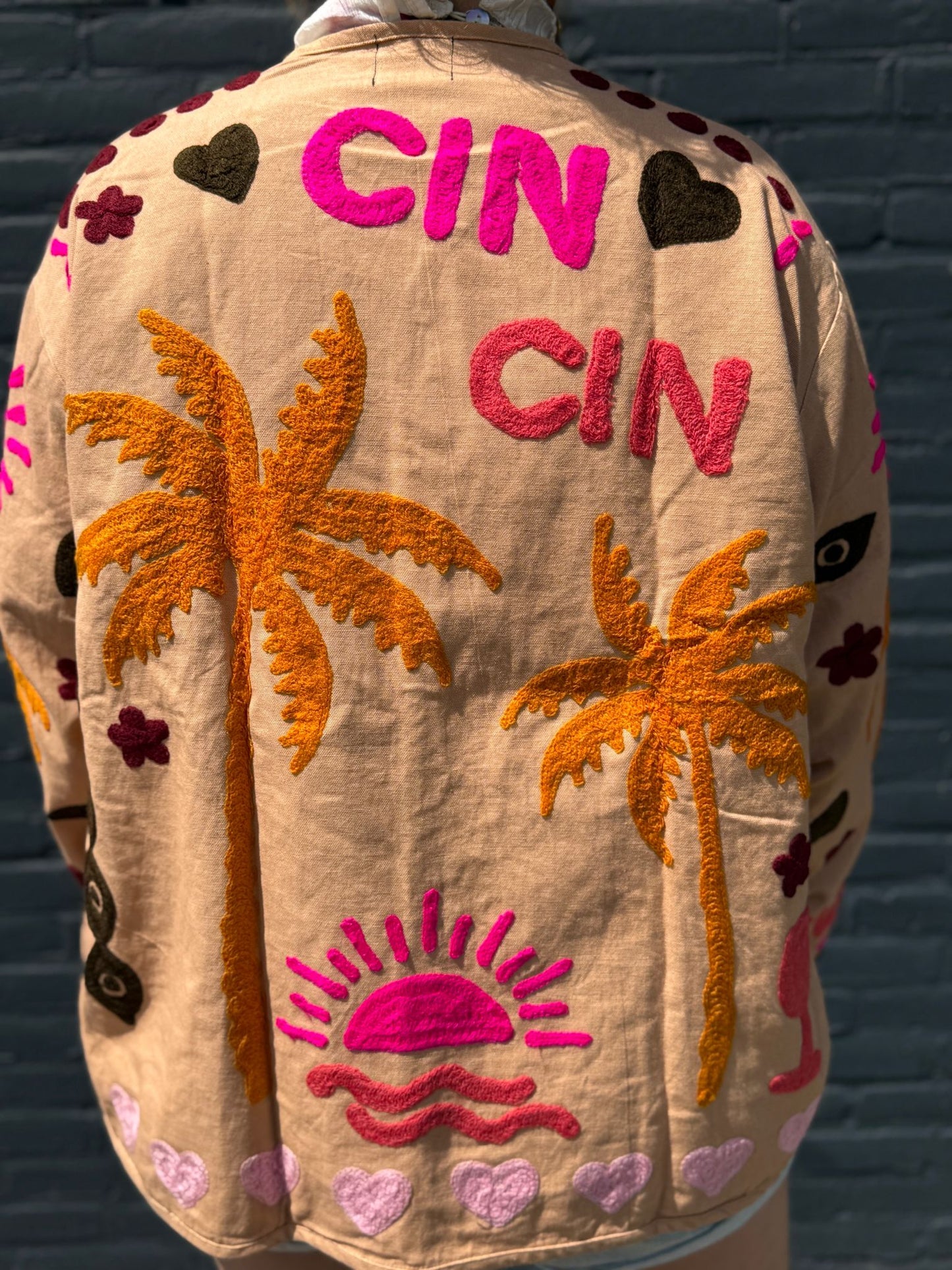 Cotton embroidery jacket CINCIN geel bruin