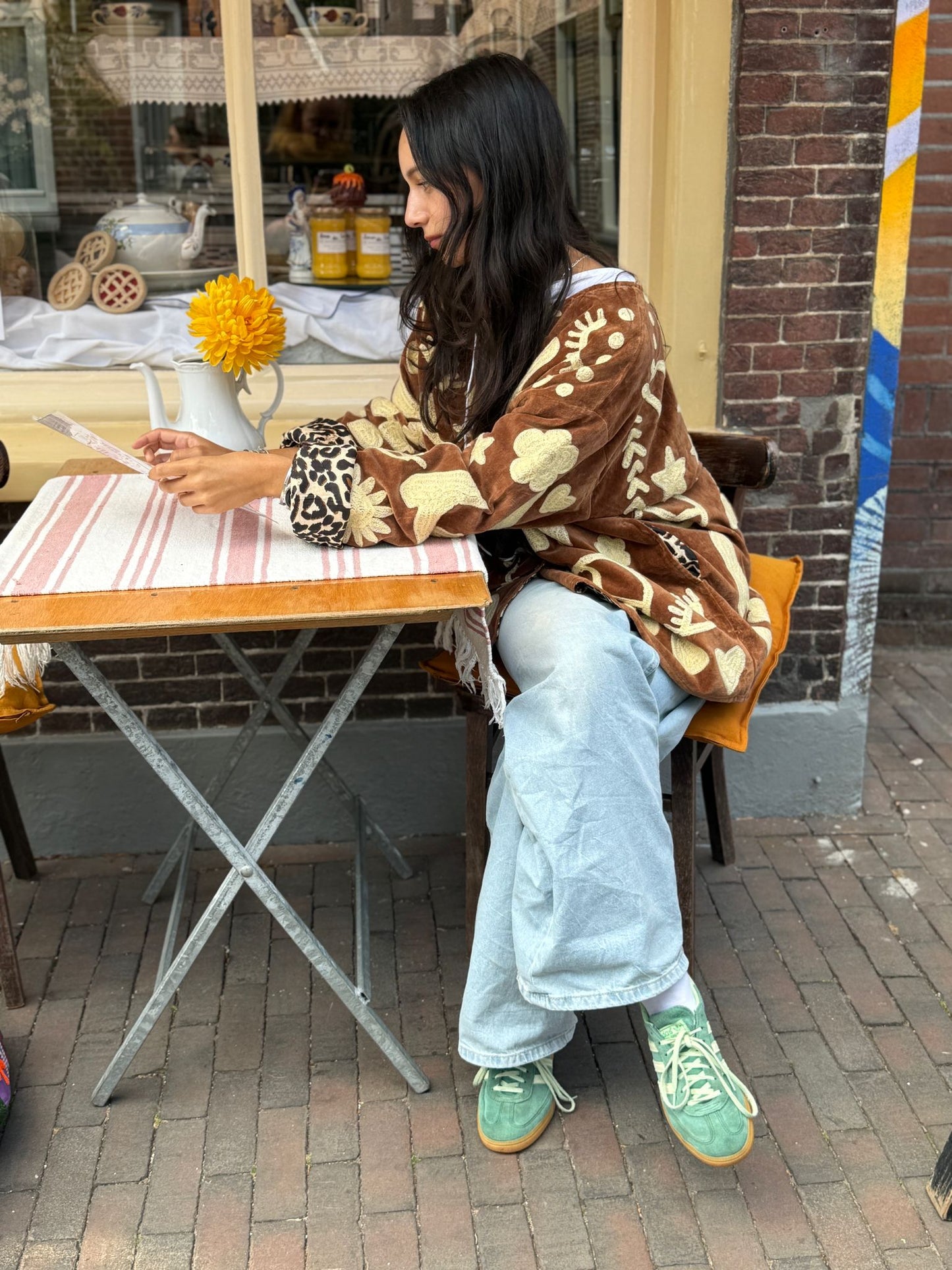 Velvet Jacket DREAM brown pastelgeel