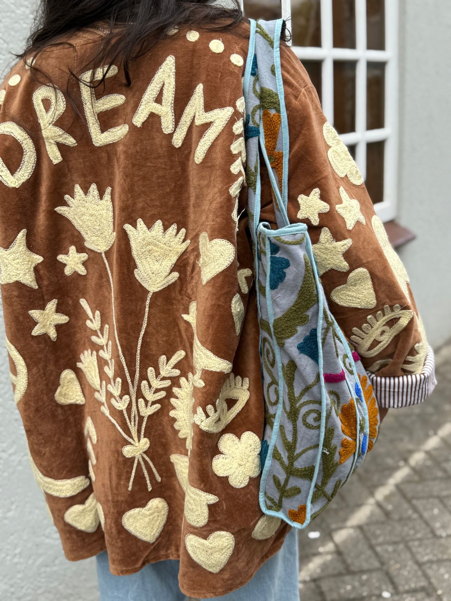 Velvet Jacket DREAM brown pastelgeel