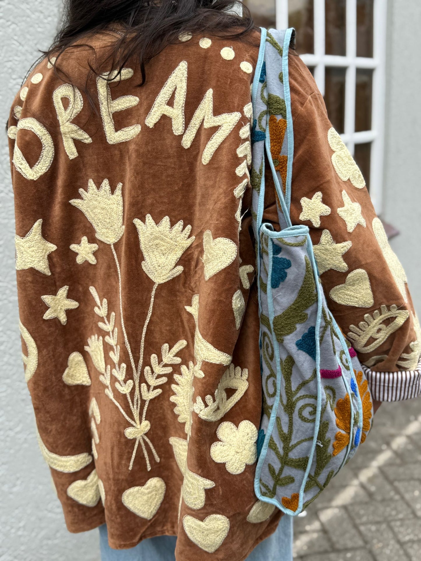 Velvet Jacket DREAM brown pastelgeel
