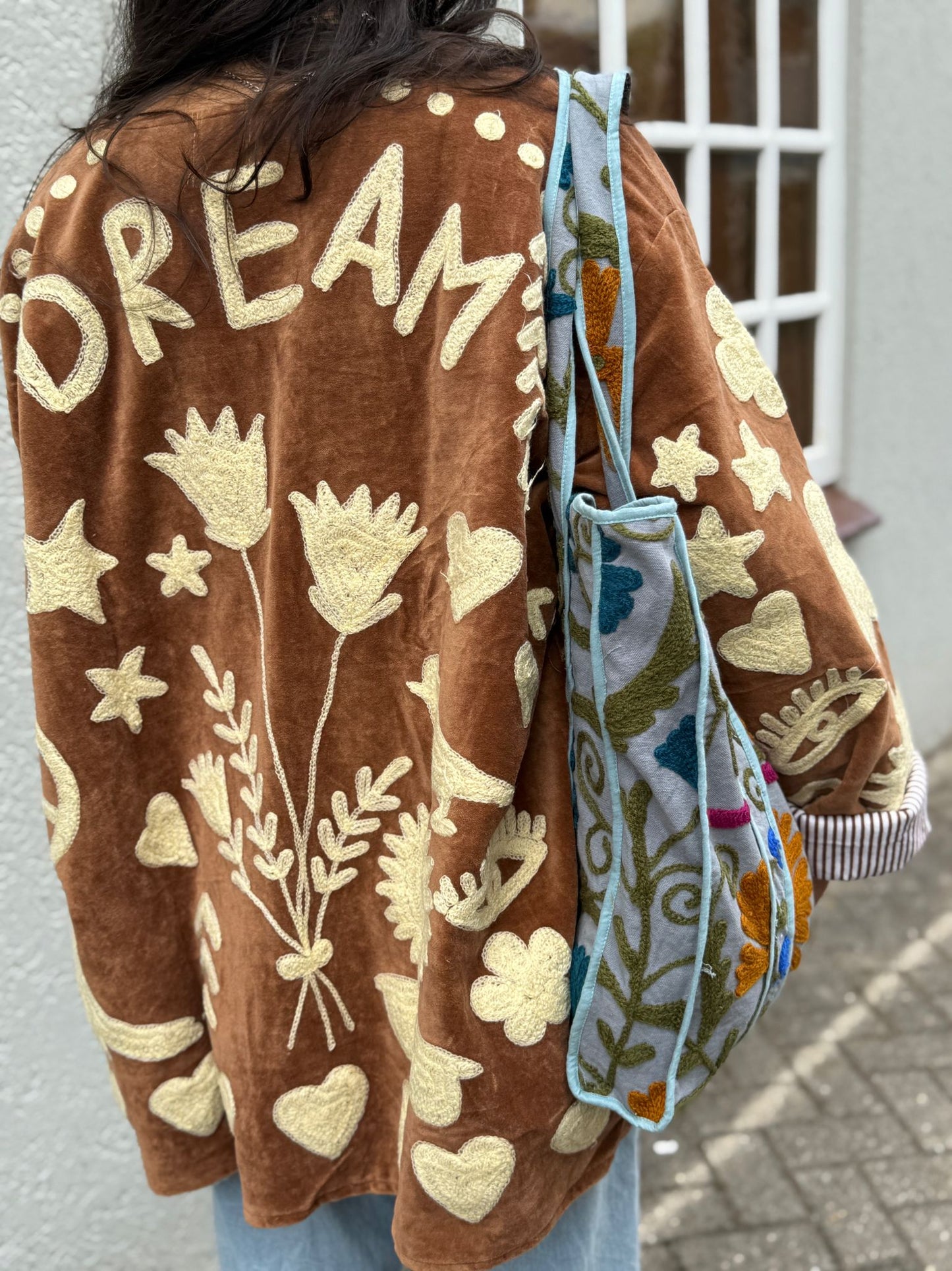 Velvet Jacket DREAM brown pastelgeel